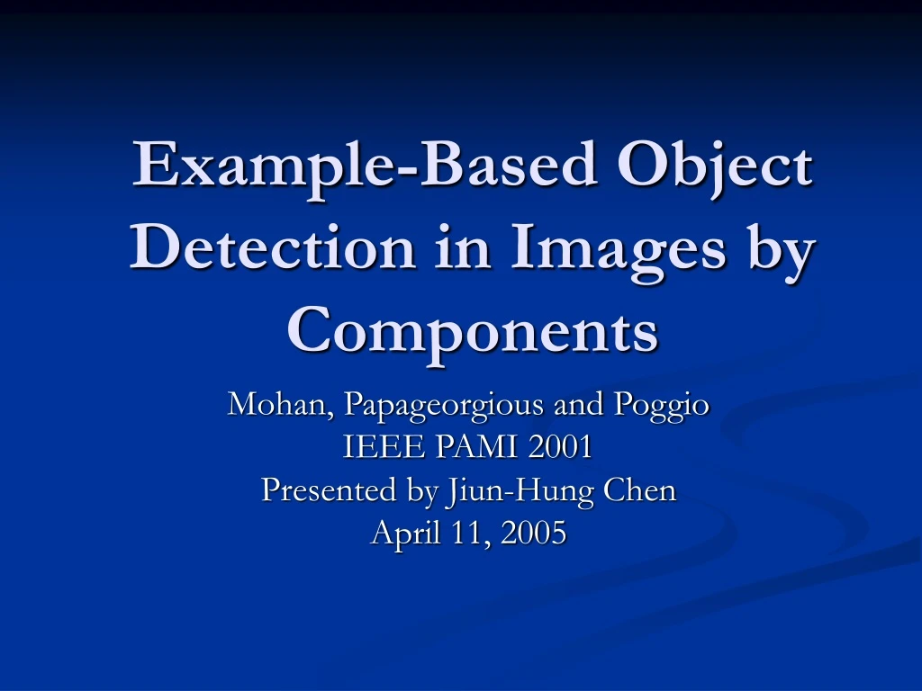 example based object detection in images by components