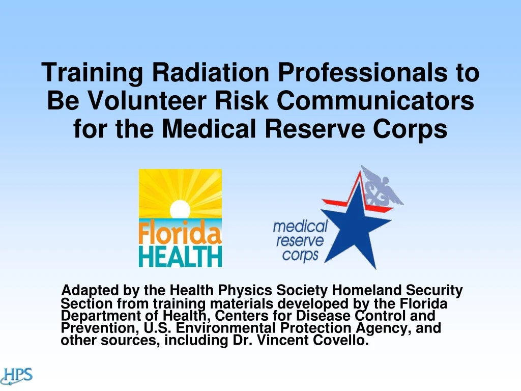 training radiation professionals to be volunteer risk communicators for the medical reserve corps