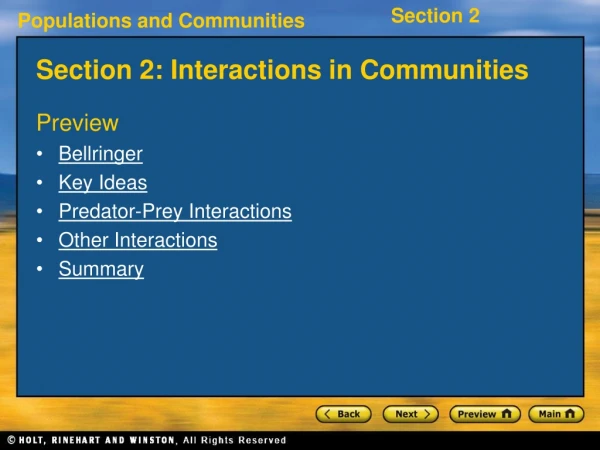 Section 2: Interactions in Communities
