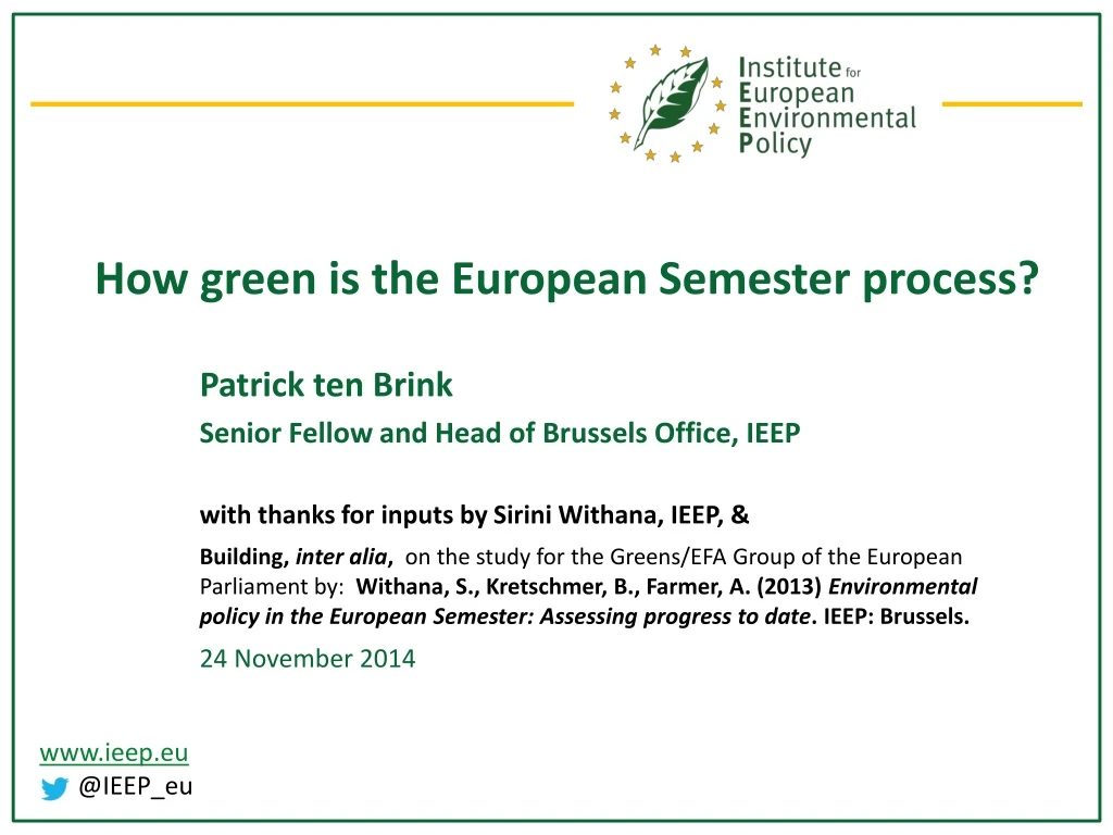 how green is the european semester process