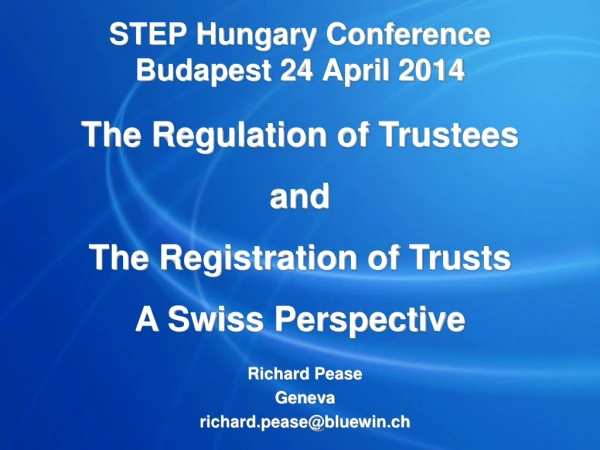 STEP Hungary Conference Budapest 24 April 2014