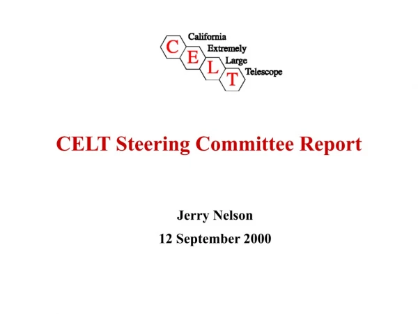 CELT Steering Committee Report