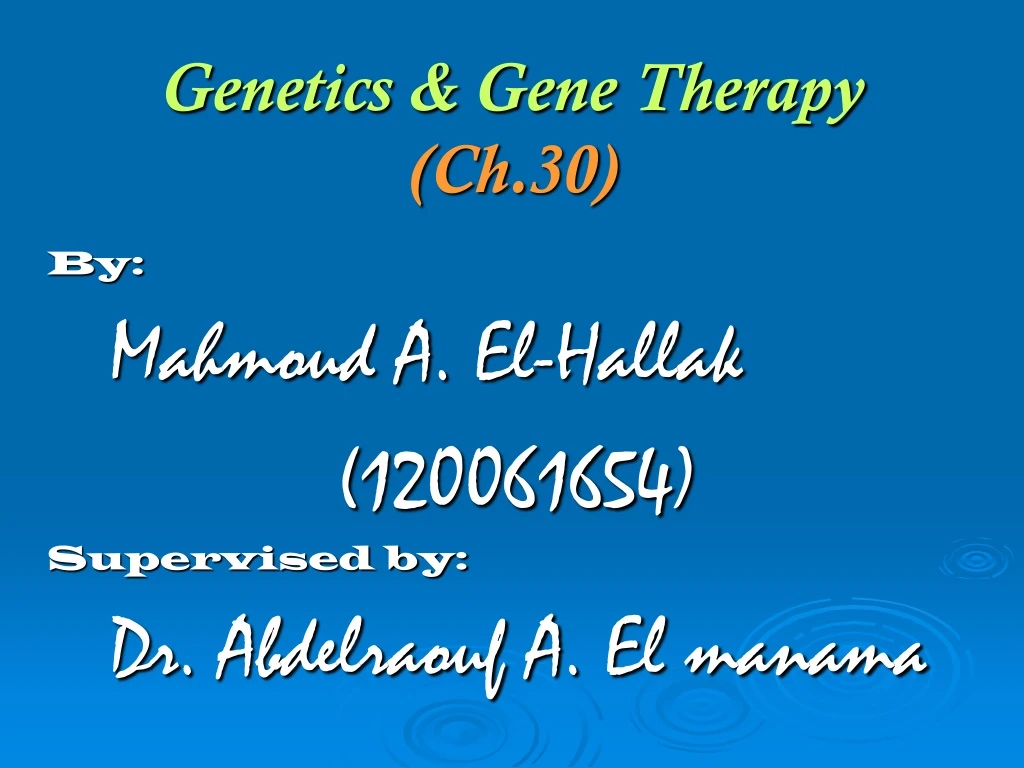 genetics gene therapy ch 30