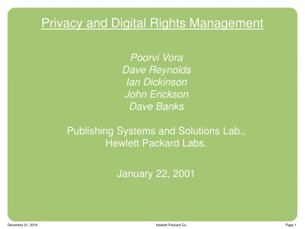 Privacy and Digital Rights Management