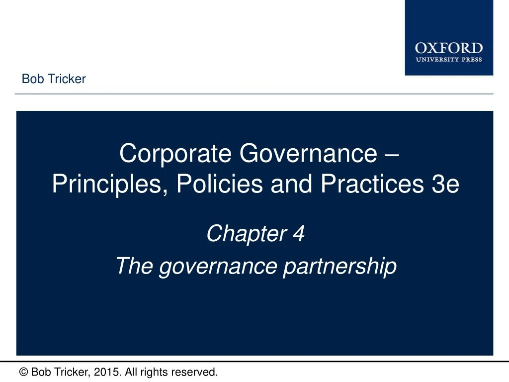 corporate governance principles policies and practices 3e