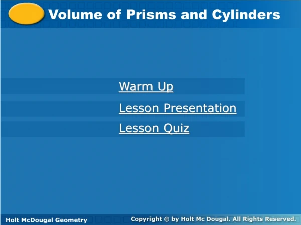 Volume of Prisms and Cylinders