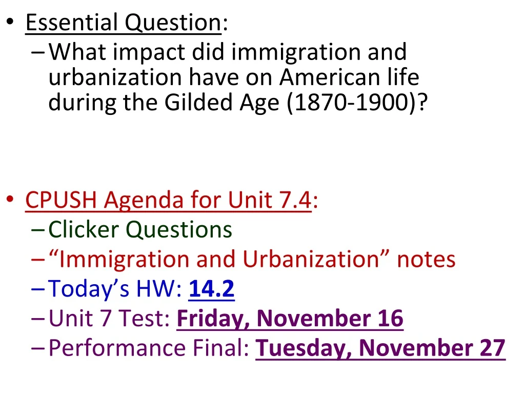 essential question what impact did immigration