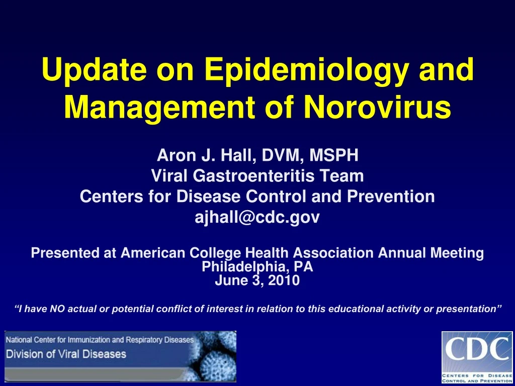 update on epidemiology and management of norovirus