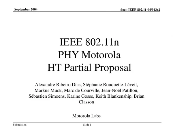 IEEE 802.11n  PHY Motorola  HT Partial Proposal
