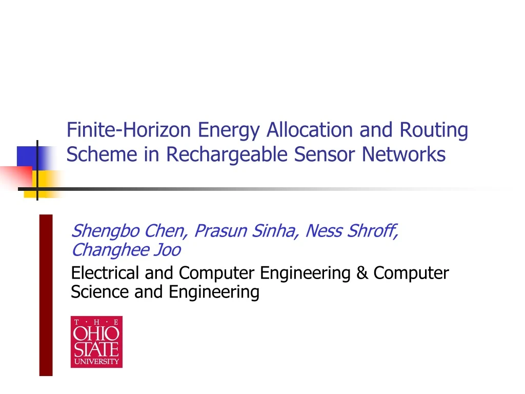 finite horizon energy allocation and routing scheme in rechargeable sensor networks