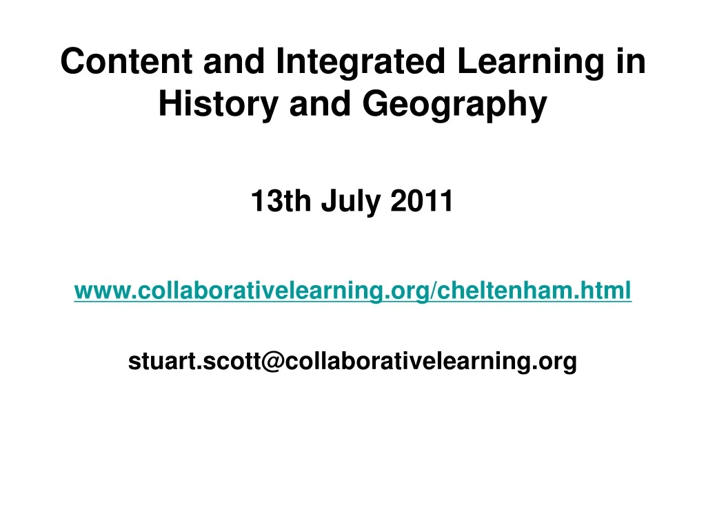 content and integrated learning in history