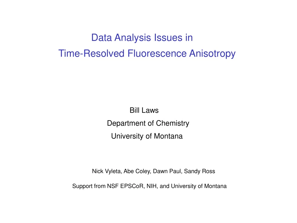 data analysis issues in time resolved