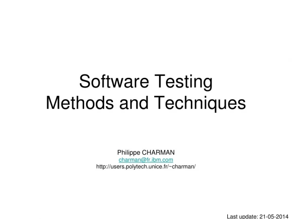 Software Testing  Methods and Techniques