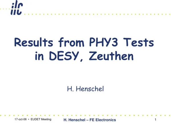 Results from PHY3 Tests in DESY, Zeuthen