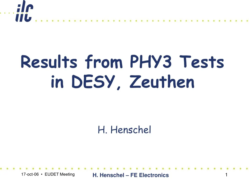 results from phy3 tests in desy zeuthen