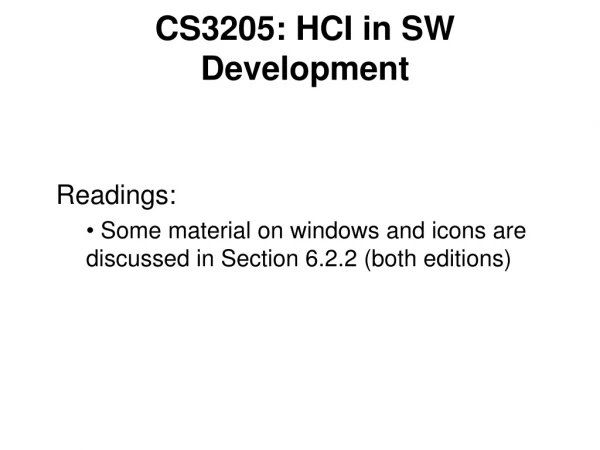 CS3205: HCI in SW Development