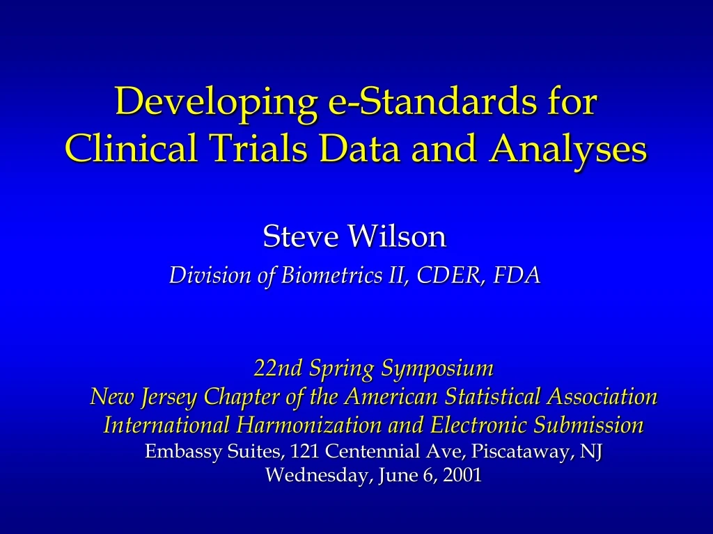 developing e standards for clinical trials data and analyses
