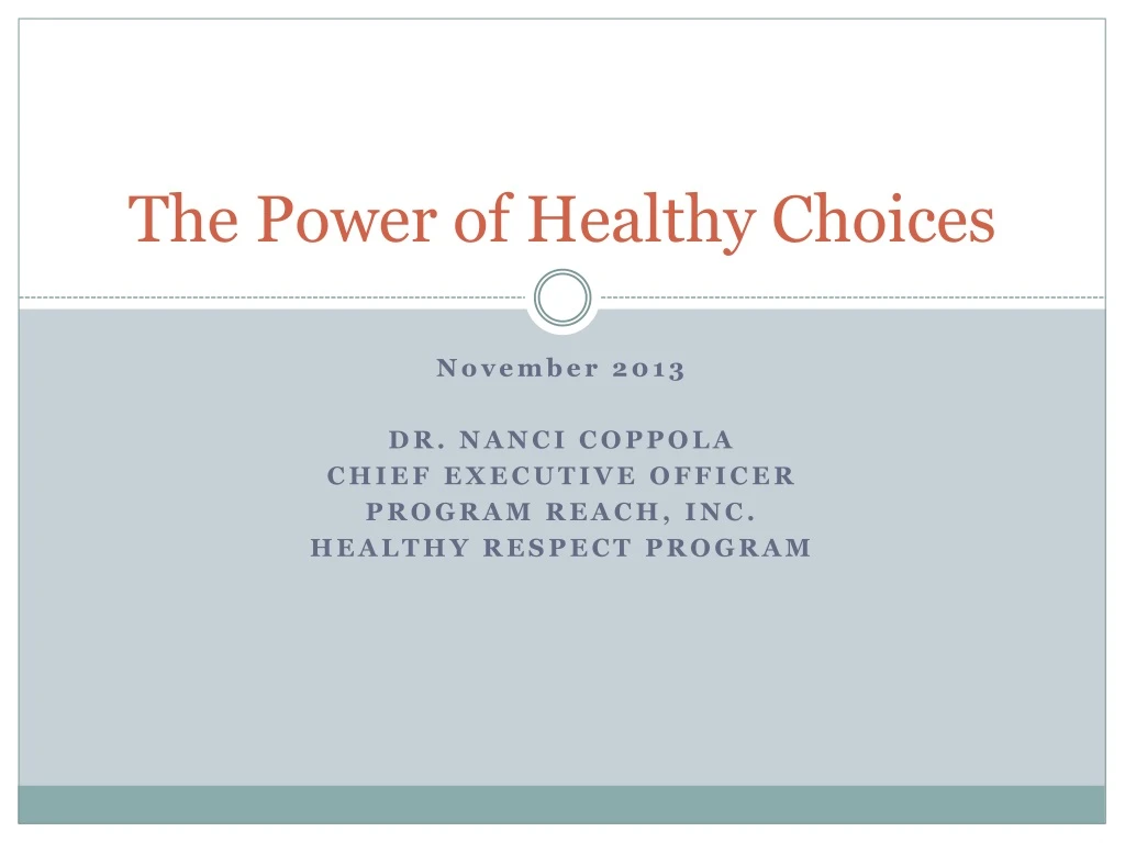 the power of healthy choices