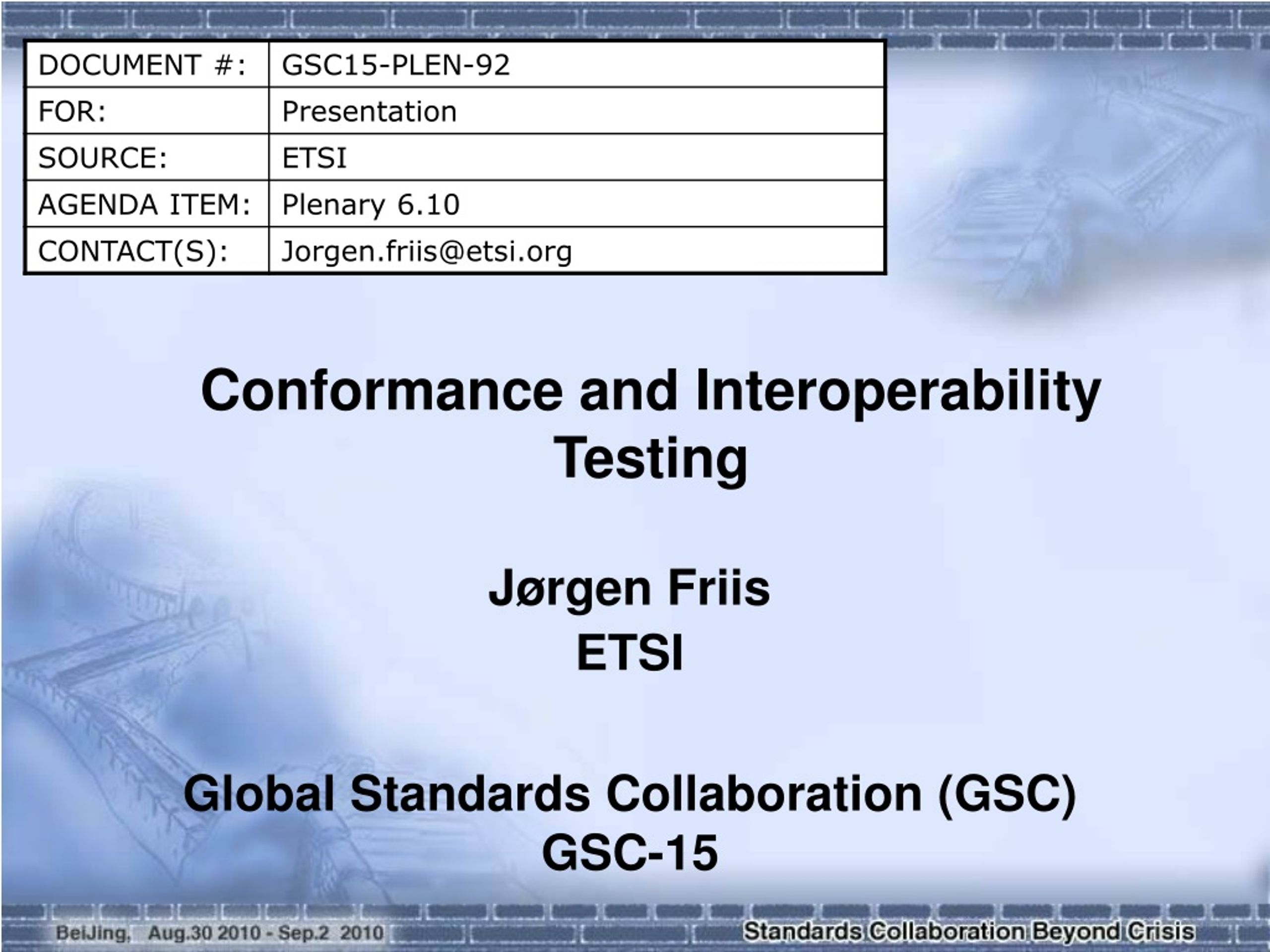 Conformance and Interoperability Testing - slide 1