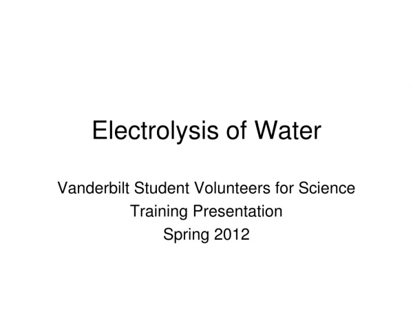 Electrolysis of Water