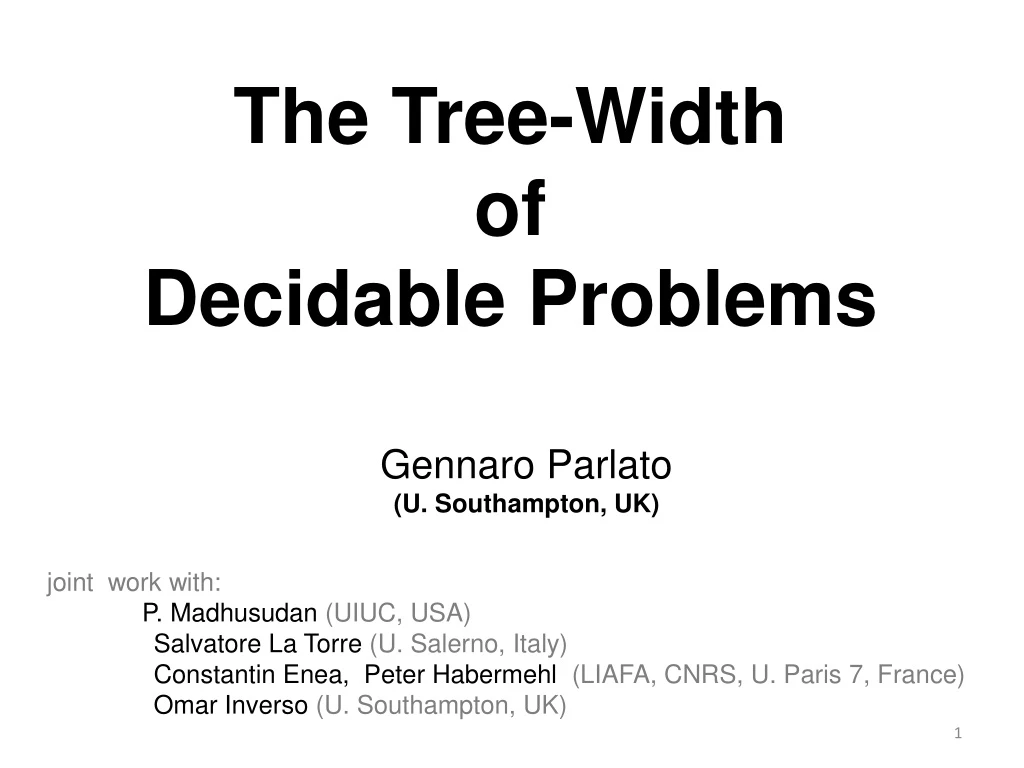 the tree width of decidable problems