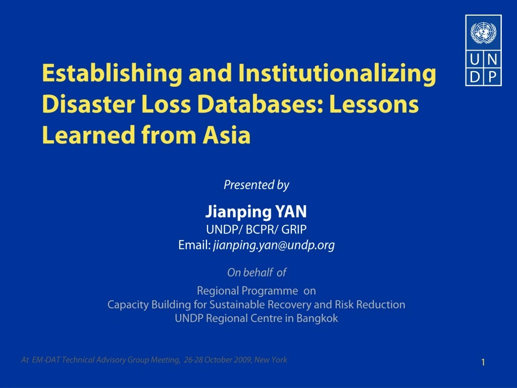 establishing and institutionalizing disaster loss databases lessons learned from asia