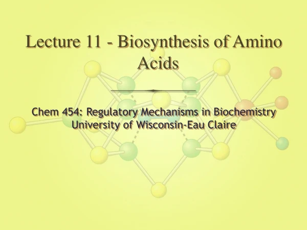 Lecture 11 - Biosynthesis of Amino Acids