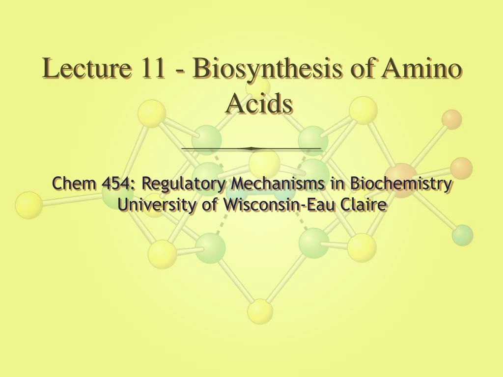 lecture 11 biosynthesis of amino acids