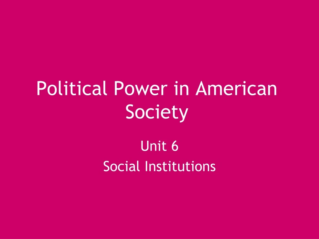 political power in american society