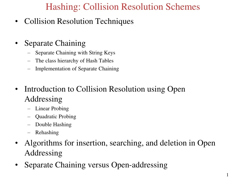 hashing collision resolution schemes