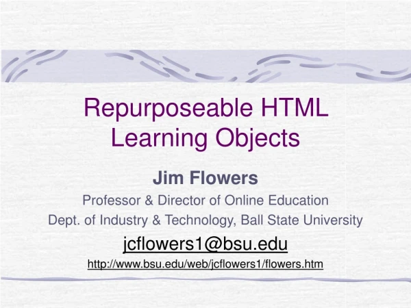 Repurposeable HTML Learning Objects