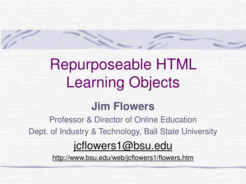 repurposeable html learning objects