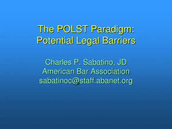 Potential Legal Barriers Study