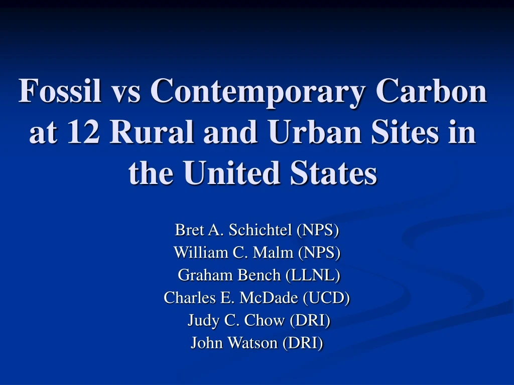 fossil vs contemporary carbon at 12 rural and urban sites in the united states
