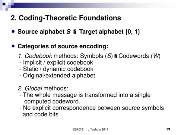 2. Coding-Theoretic Foundations