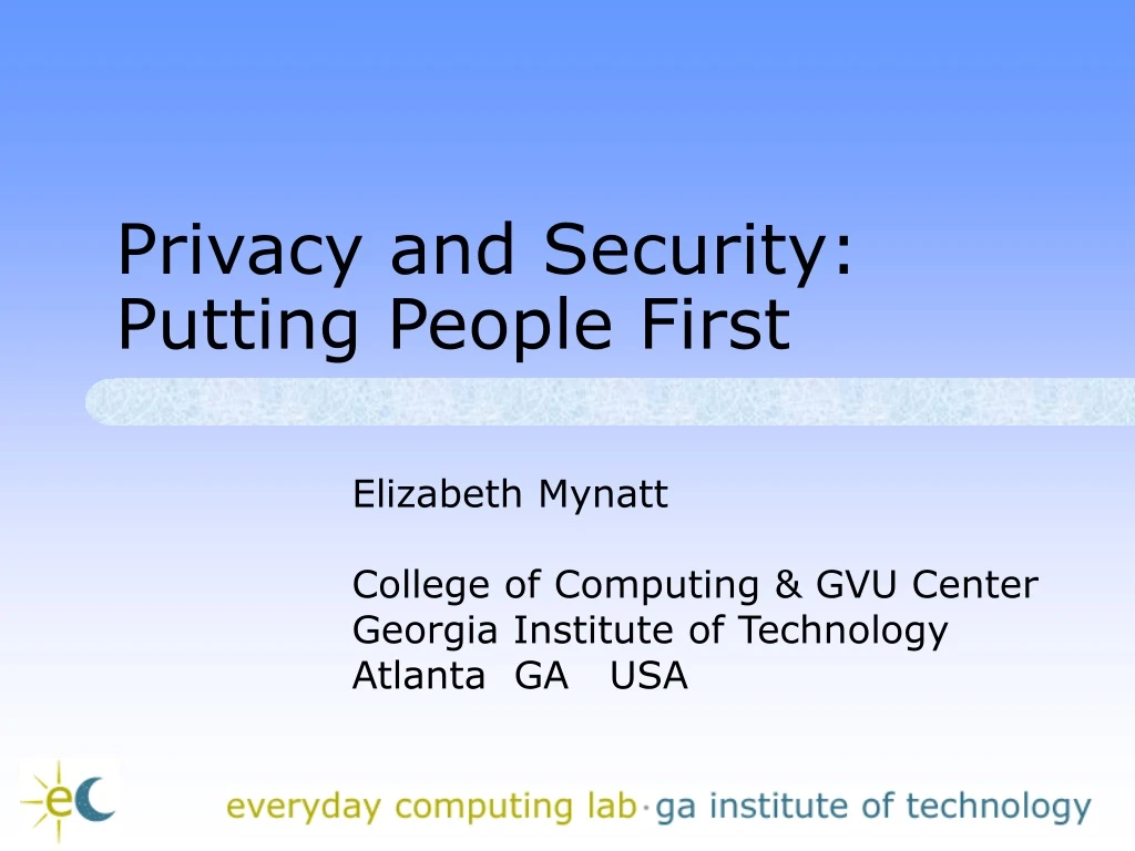 privacy and security putting people first