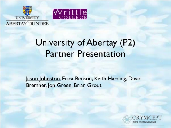 University of Abertay (P2) Partner Presentation