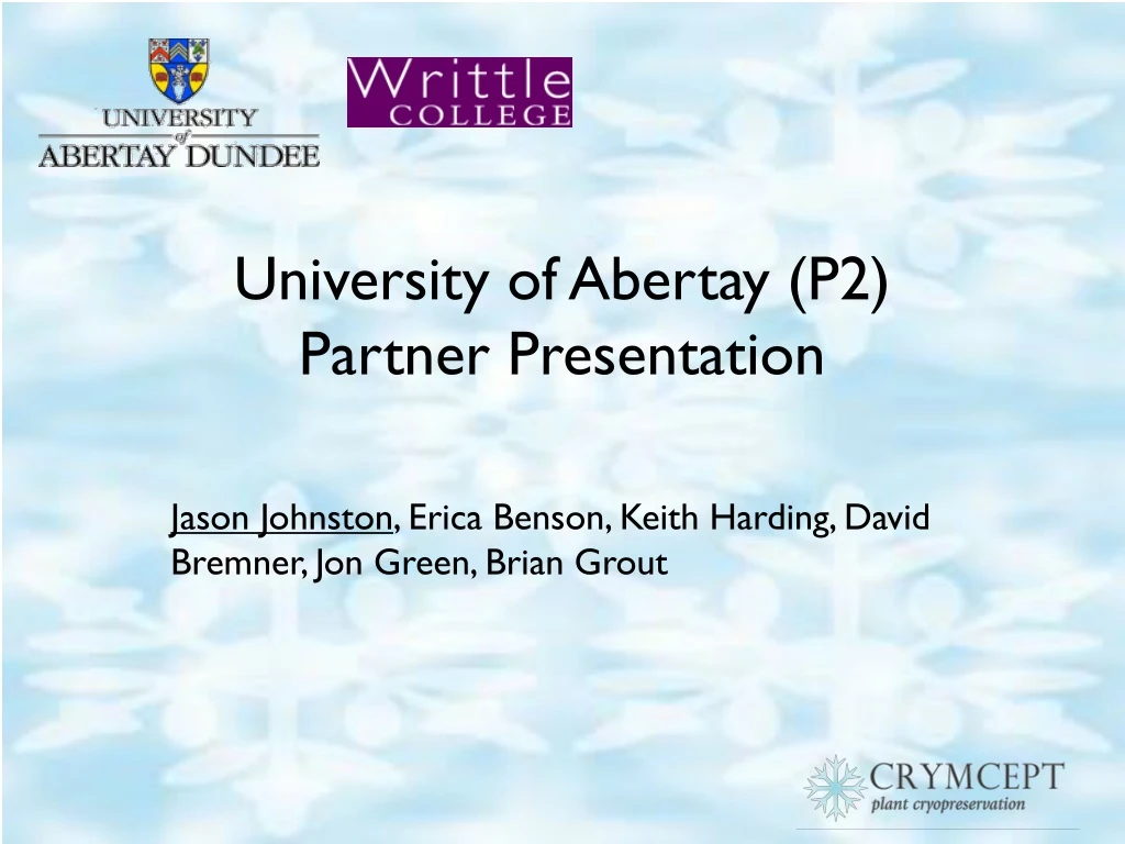 university of abertay p2 partner presentation