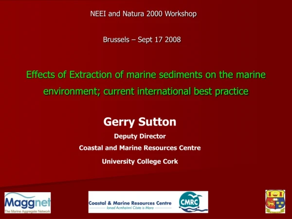 NEEI and Natura 2000 Workshop Brussels – Sept 17 2008