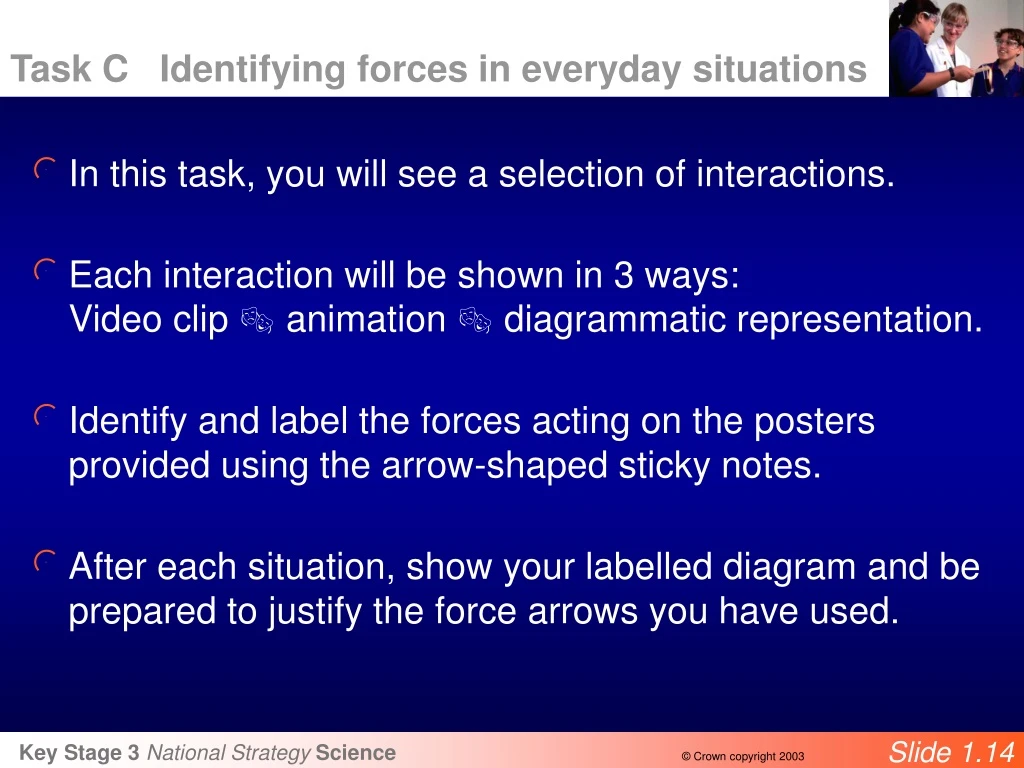 task c identifying forces in everyday situations