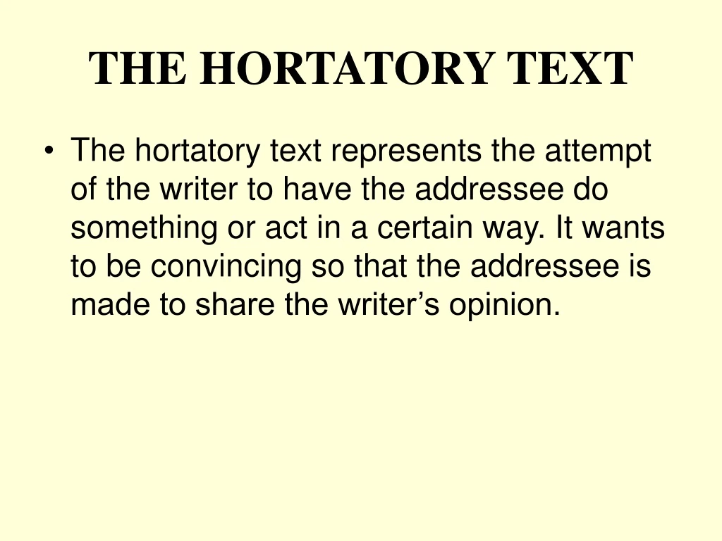 the hortatory text