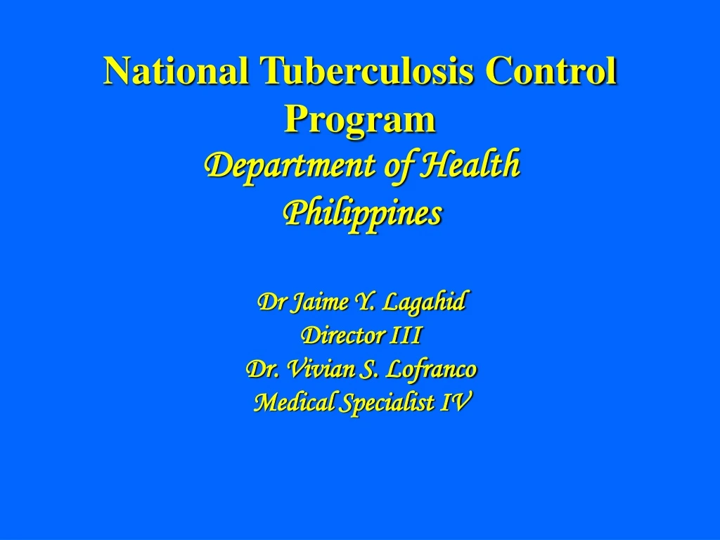 national tuberculosis control program department