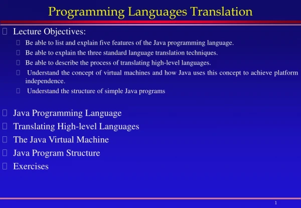 Programming Languages Translation