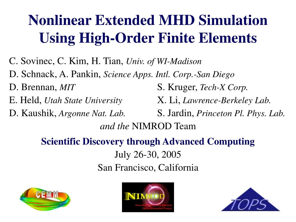 nonlinear extended mhd simulation using high order finite elements