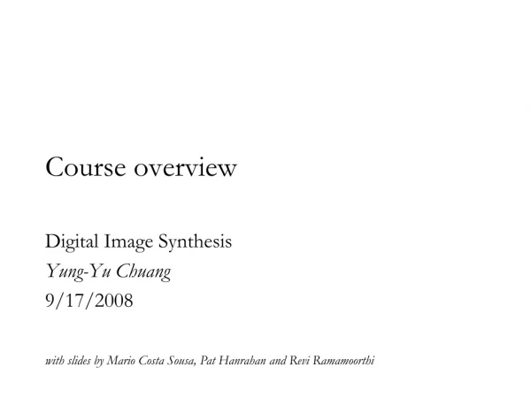 Course overview