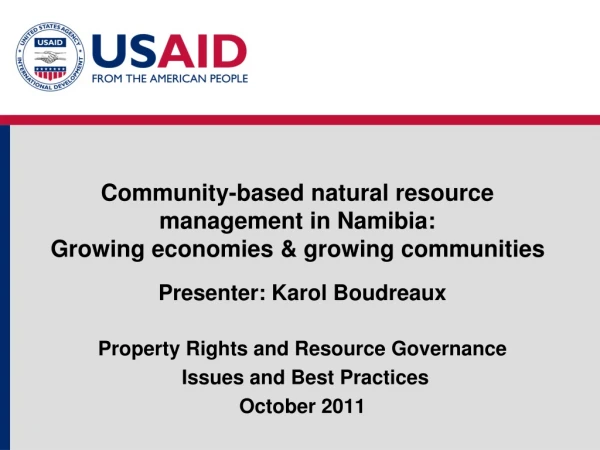 Community-based natural resource management in Namibia:  Growing economies &amp; growing communities