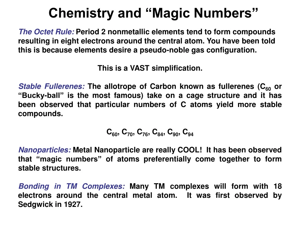 chemistry and magic numbers