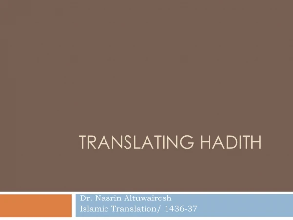 Translating Hadith