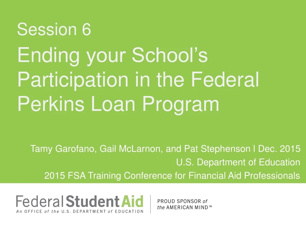ending your school s participation in the federal perkins loan program