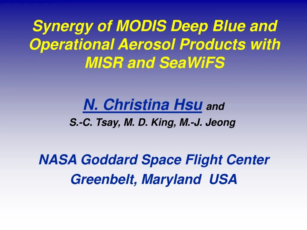 synergy of modis deep blue and operational